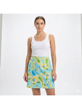 LILLY PULITZER 100% Cotton Skirt Fully Lined One Front Pocket Back Zipper Sz 10